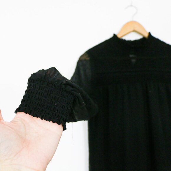 *Devoted Black Long Sheer Sleeve Mini Dress Lace - Picture 7 of 8